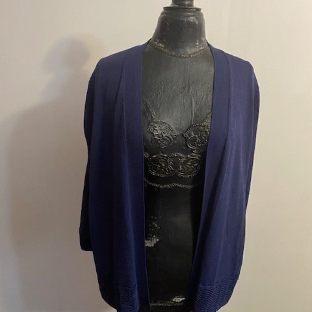 Charter Club Navy Open Knit cardigan, size L